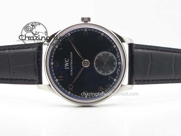 MIROTIME 0322 Portuguese IW545407 Black Dial ZF 1:1 Best Edition On Dark Blue Leather Strap DailyWear 7337